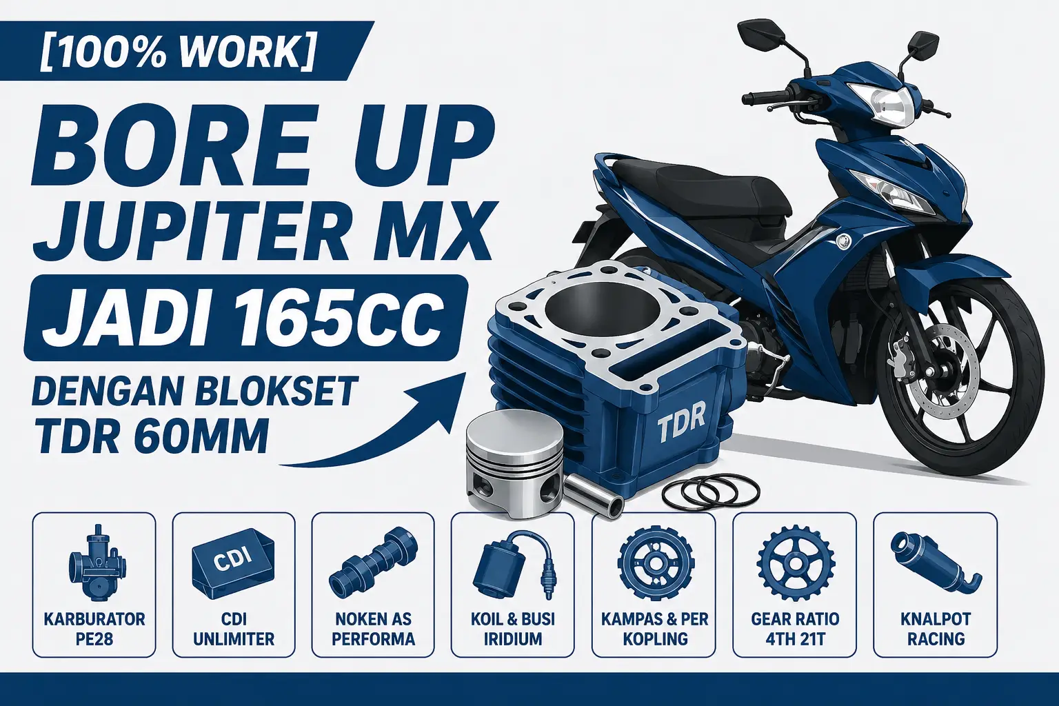 Bore Up Jupiter MX Jadi 165cc Dengan Blokset TDR 60mm