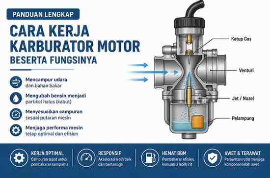 Cara Kerja Karburator Motor Beserta Fungsinya