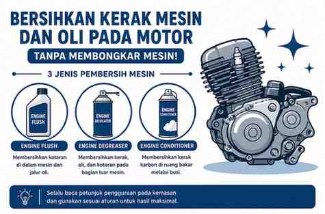Cara Membersihkan Kerak Mesin dan Oli Pada Motor Tanpa Membongkar Mesin