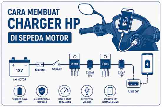 Cara Membuat Charger HP di Sepeda Motor