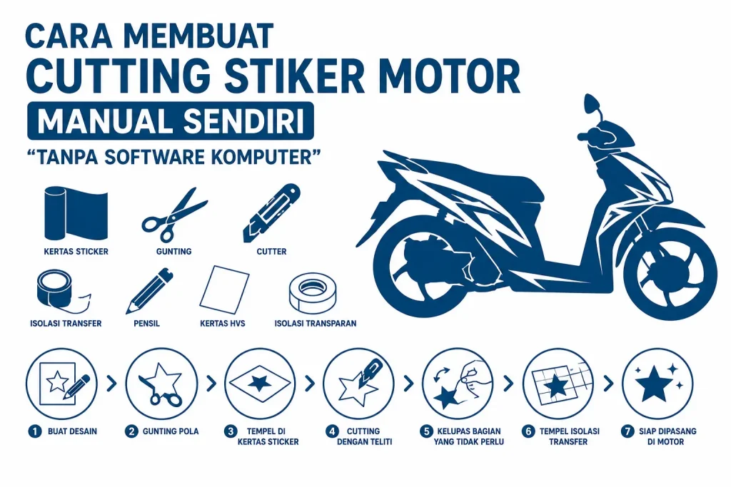 Cara Membuat Cutting Stiker Motor Manual Sendiri “Tanpa Software Komputer”