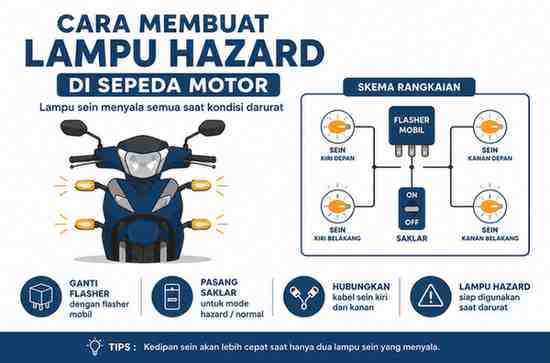 Cara Membuat Lampu Hazard Sepeda Motor