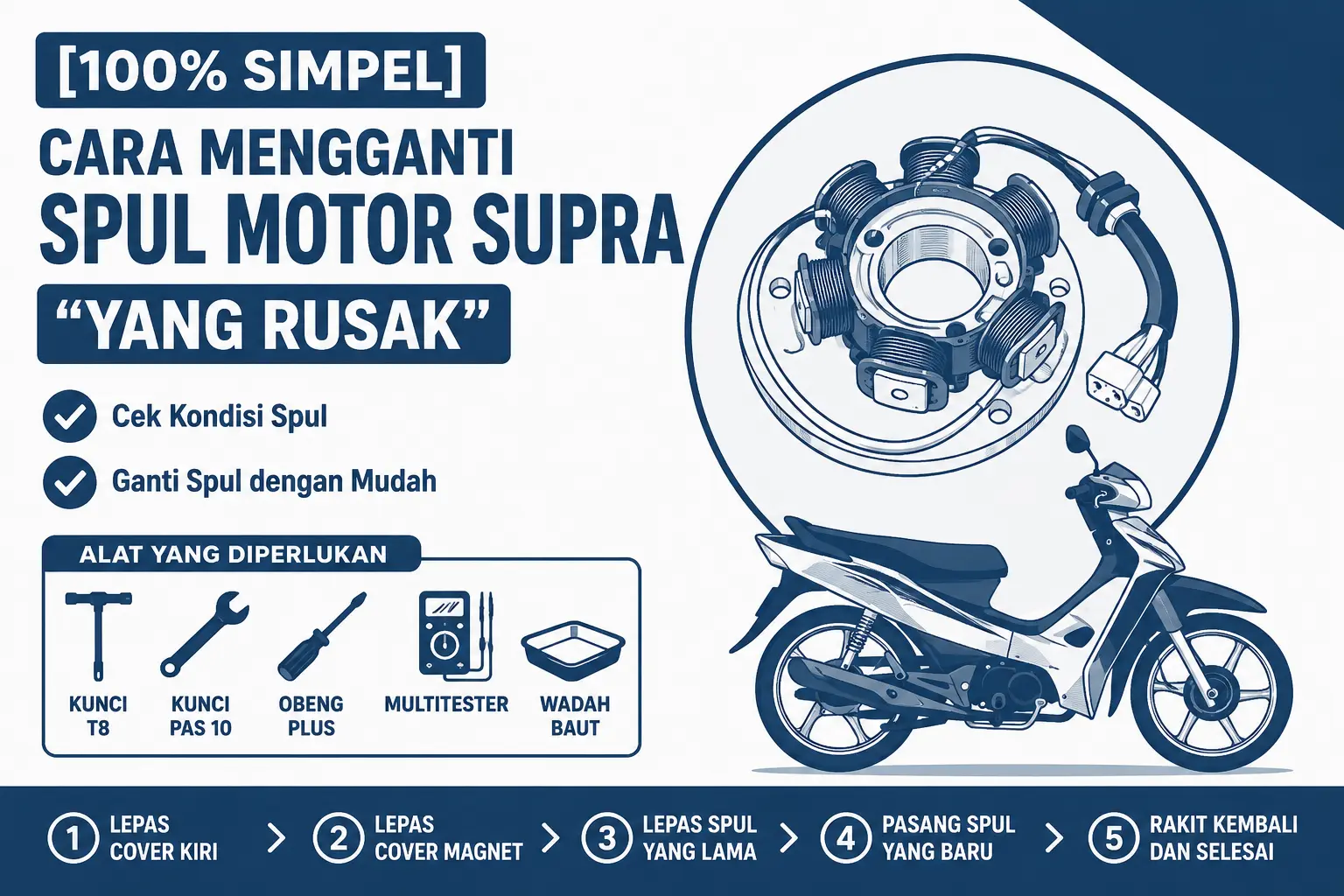 Cara Mengganti, Spul Motor Supra Yang Rusak