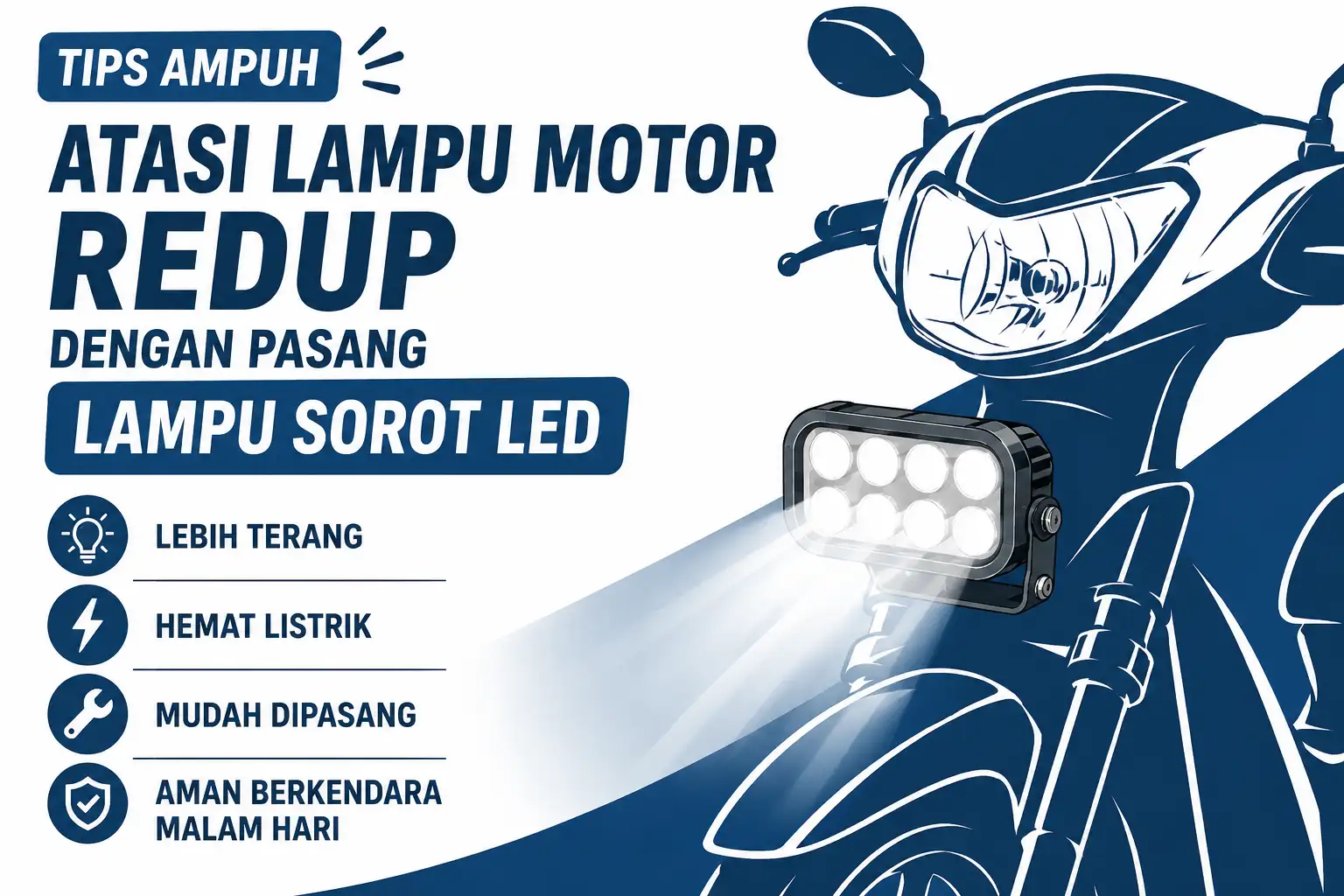 Tips Ampuh Atasi Lampu Motor Redup Dengan Pasang Lampu Sorot LED